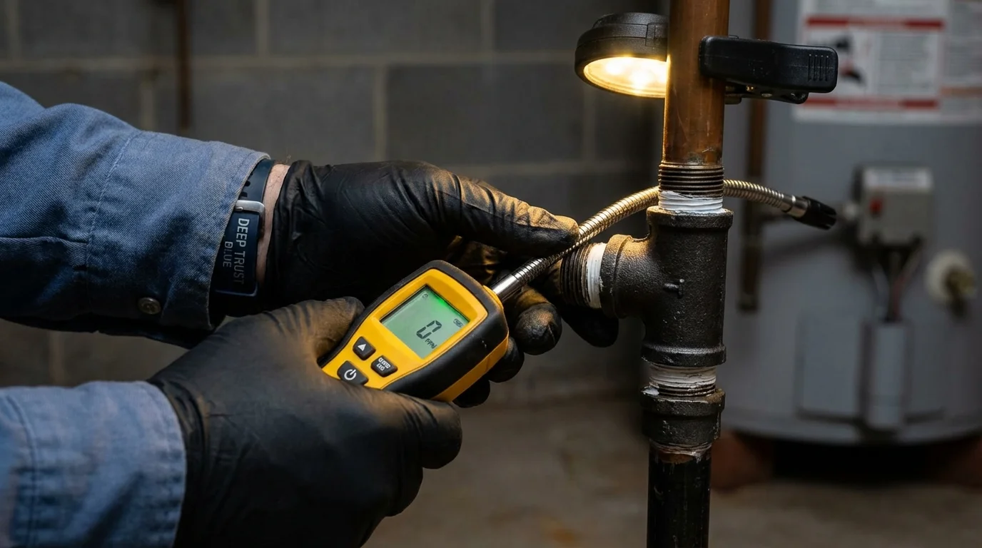 Gas leak detection with electronic sniffer by Johns Plumbing LLC in Babylon